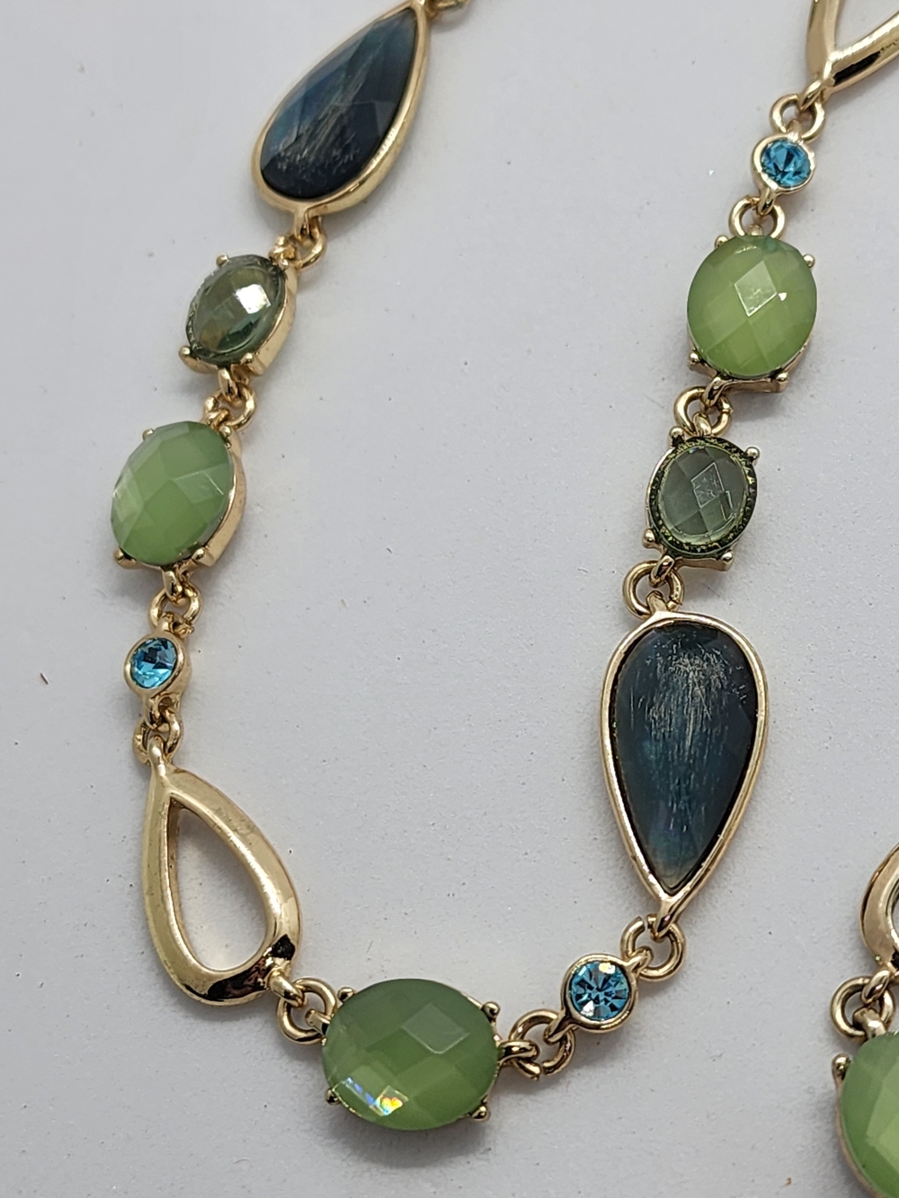 Anne Klein Gold-Tone Green and Blue Gemstone Necklace